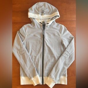 Lululemon White Gray Striped Zip-Up Hoodie Scuba Jacket 6